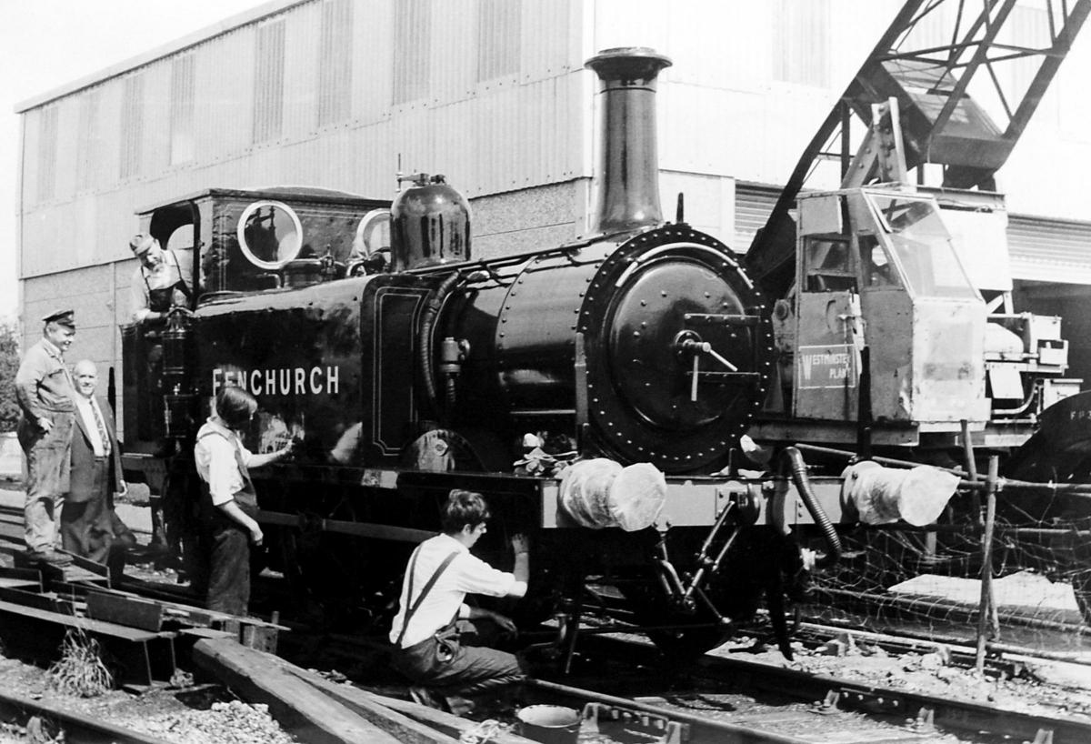 Fenchurch steam train being renovated for the Bluebell Railway in Sussex. (LB-1176)