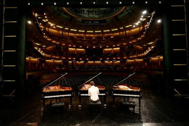 The three new Steinway and Sons grand pianos at Glyndebourne. Picture by Sam Stephenson.