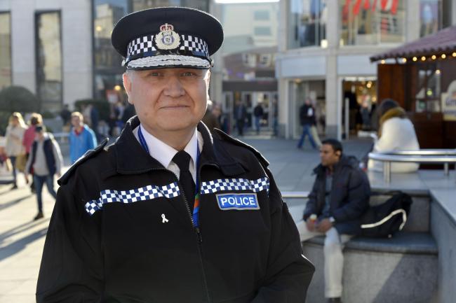Giles York, Chief Constable of Sussex Police, pictured during a media event at Churchill Square, Brighton..