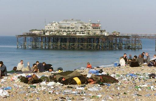 The pier provided an attractive backdrop for the revellers who slept among the rubbish after Fat Boy Slim's second Beach Party in 2002.