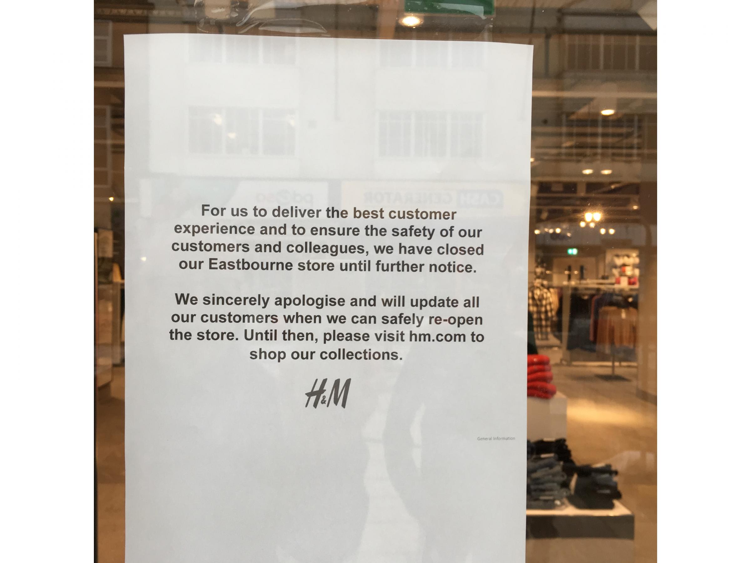 New flagship H&M store is closed in shopping centre 'until further notice'